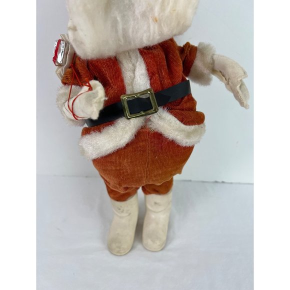 VTG Santa Claus Red Suit White Boots Japan 13” Tall Rubber Face Sawdust Belly - Picture 3 of 7